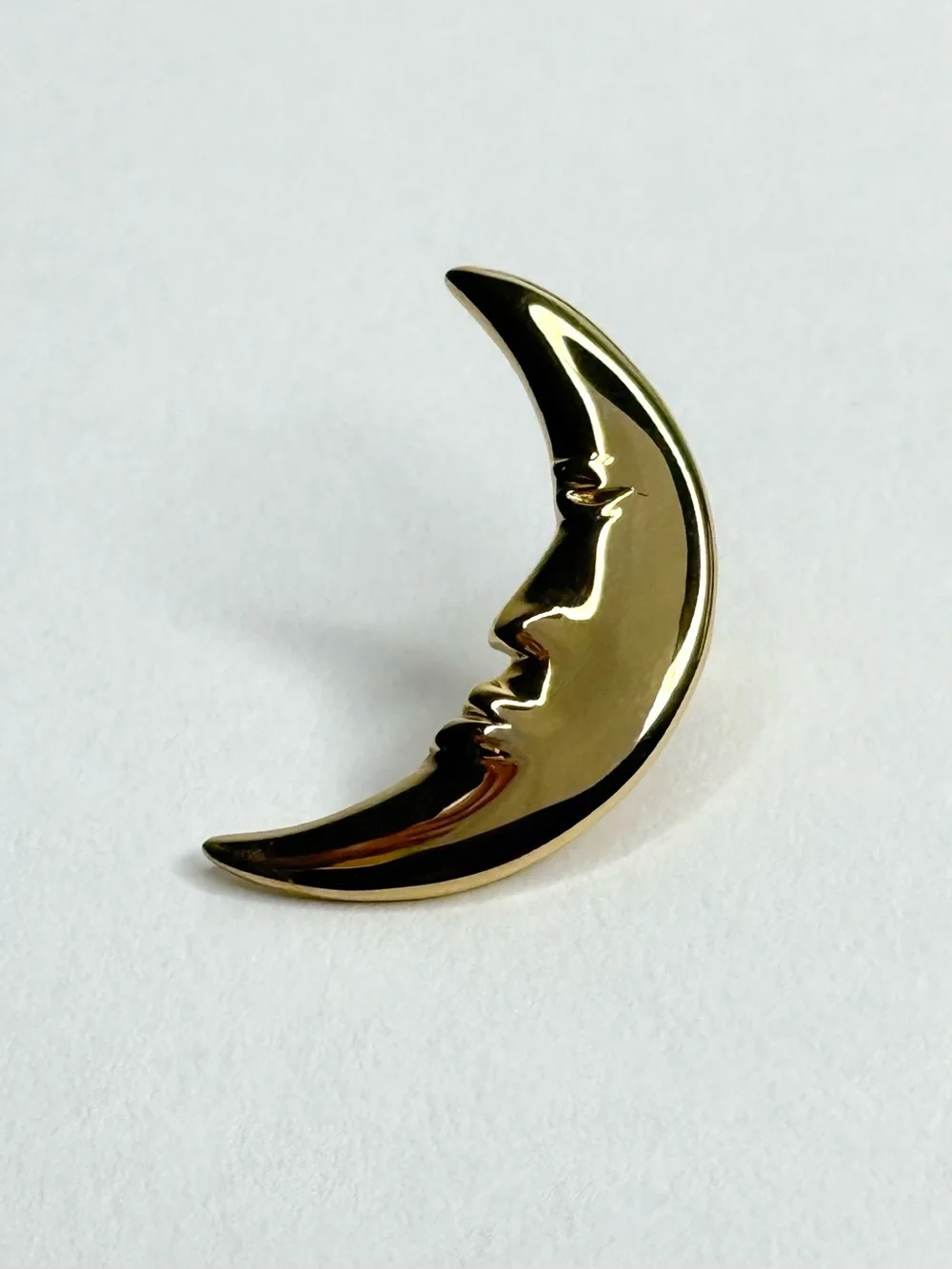 Vintage Signed CAROLEE Gold Crescent Moon Face Man in Moon Celestial Brooch Pin
